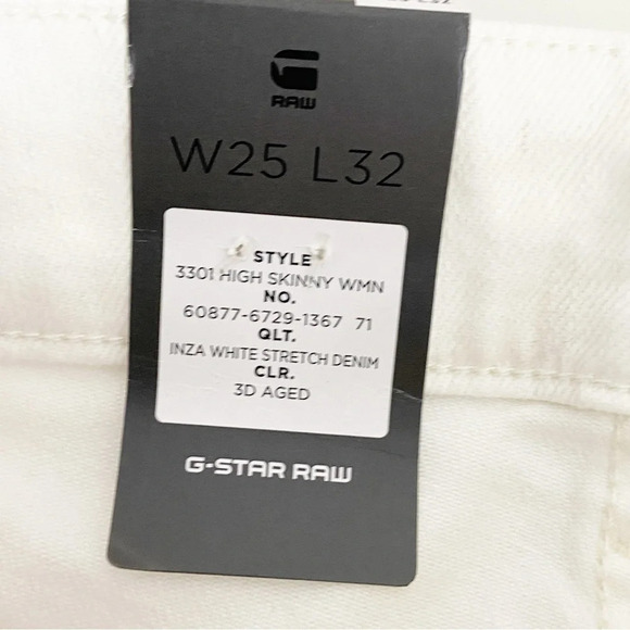 NWT G-Star 3301 High Skinny In Inza White Stretch Denim 3D Aged size 25 - Picture 8 of 9
